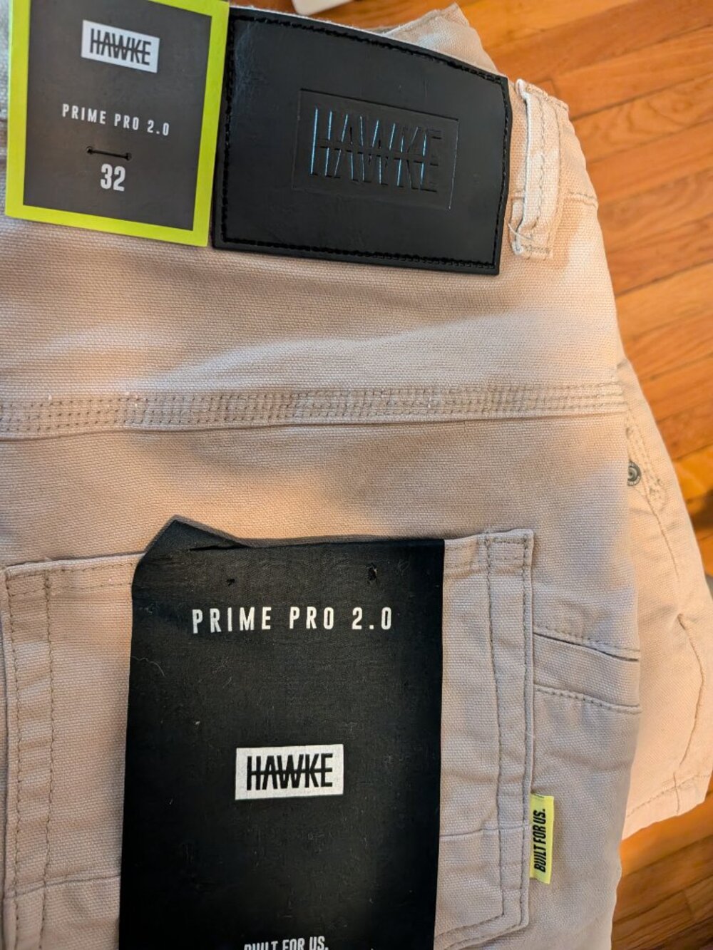 NWT Hawke Prime Pro Shorts Mens 32 Beige Chino Cotton Canvas Stretch Workwear - Picture 7 of 8